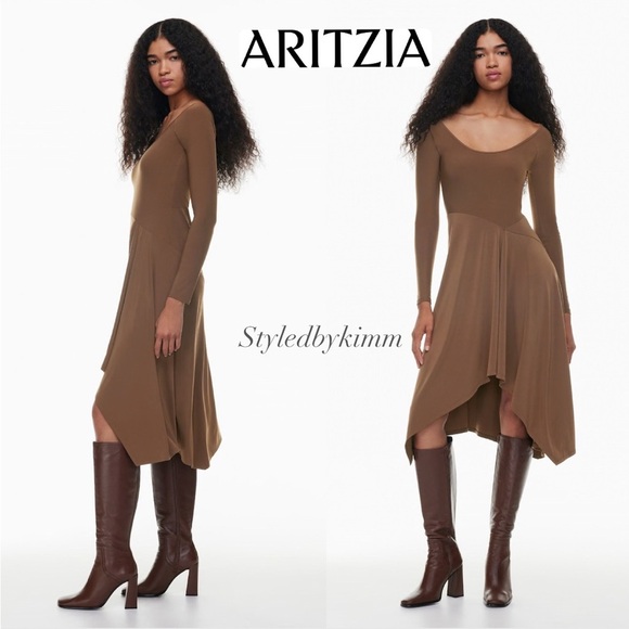 NWOT ARITZIA Wilfred Nuage Dress Cocoa BrownM Medium - Picture 1 of 16